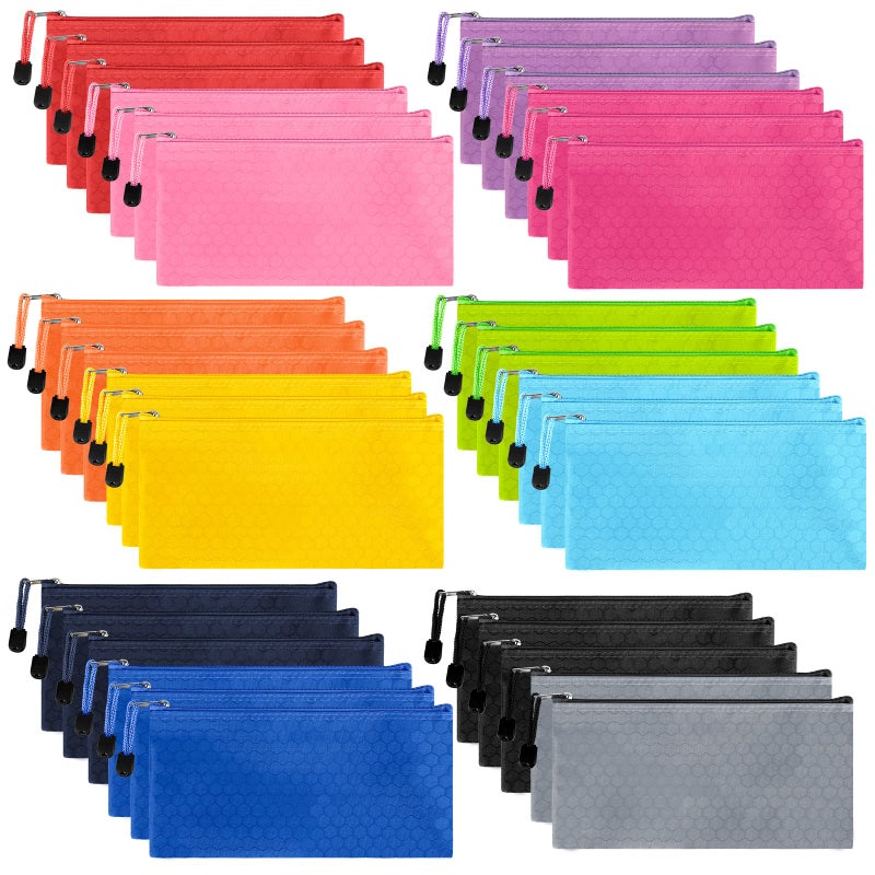 EOOUT 35pcs Zipper Pouches, Pencil Pouch Bill Size Pencil Case Waterproof Zipper Pouch Bags for Office Supplies and Travel Accessories in 12 Colors - Image 1